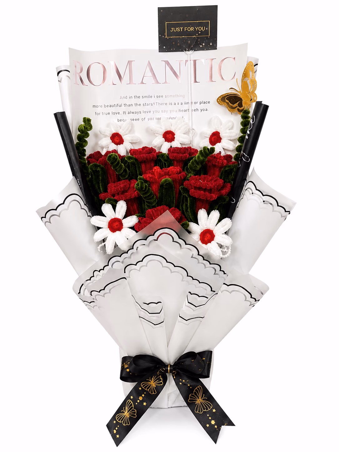 Ramo romantico rojo y blanco para aniversario en Lima